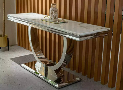 Silbernes Sideboard Konsolen Tisch Luxus Tisch Silber Chrom 120x40cm